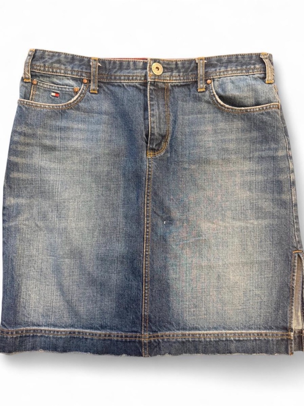 Tommy Hilfiger Faded Blue Denim Mini Skirt